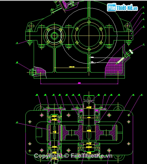 Bản vẽ autocad,Hộp giảm tốc,Bánh răng trụ